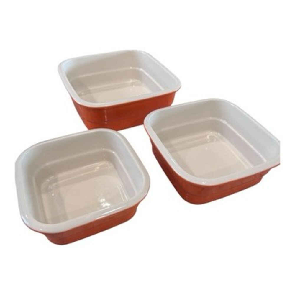 Lenox American by Design square ceramic Orange casserole pan set of 3